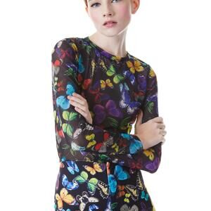 Alice+Olivia DELAINA LONG SLEEVE TOP in Black